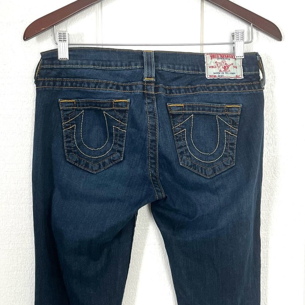 Vintage Y2k True Religion Low Rise Dark Skinny Jeans Embellished Back Pockets